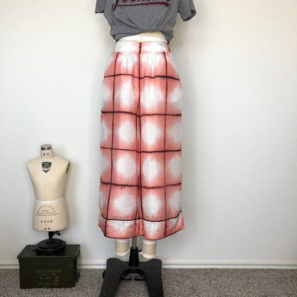 Runway Thakoon Silk Culottes in Pink Grid Plaid Wide Leg - Picture 2 of 9
